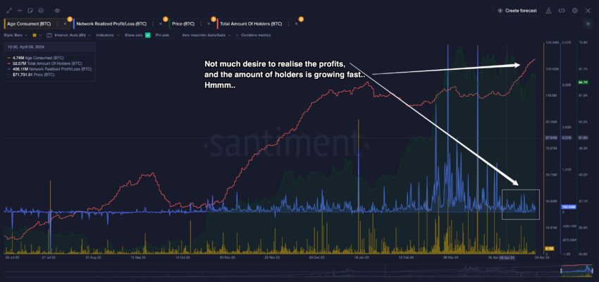 NRPL (Blue Spikes), Total Amount of Holders (Red Line)