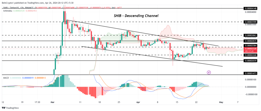 SHIB/USDT 12-hour chart. 