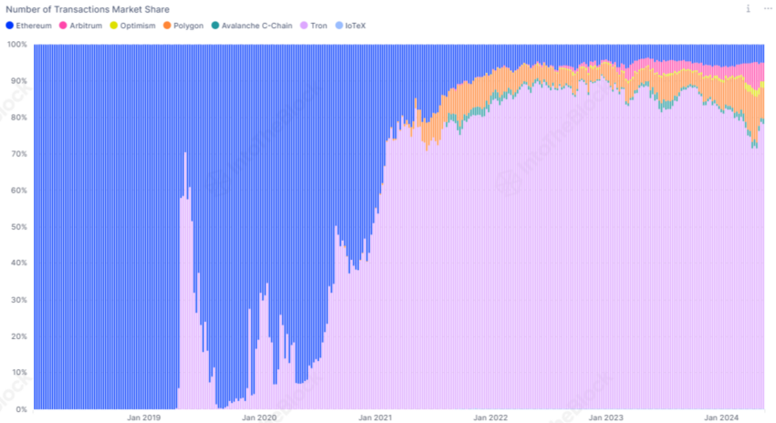 USDT market share by chain