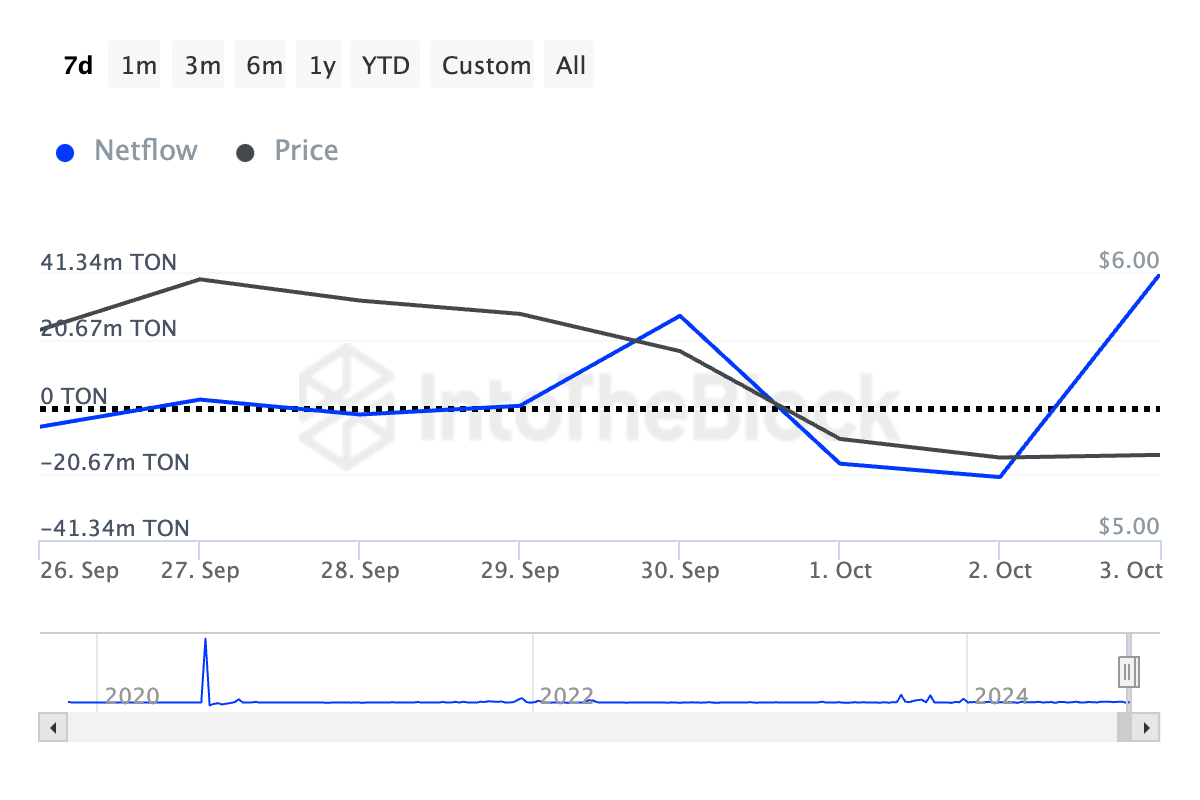 Toncoin Large Holders Netflow.